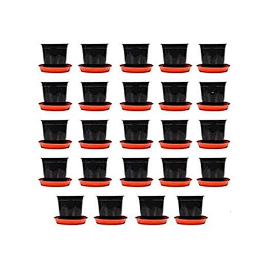 PLASTIC POTS WITH BOTTOM TRAY -6 INCH BLACK (PACK OF 24PCS)