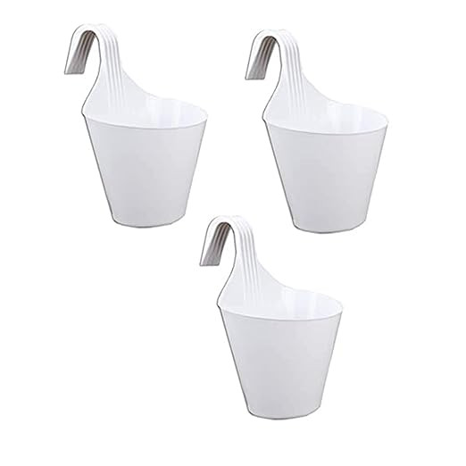 PLASTIC POT HANGING -8 INCH WHITE (PACK OF 3 PCS)