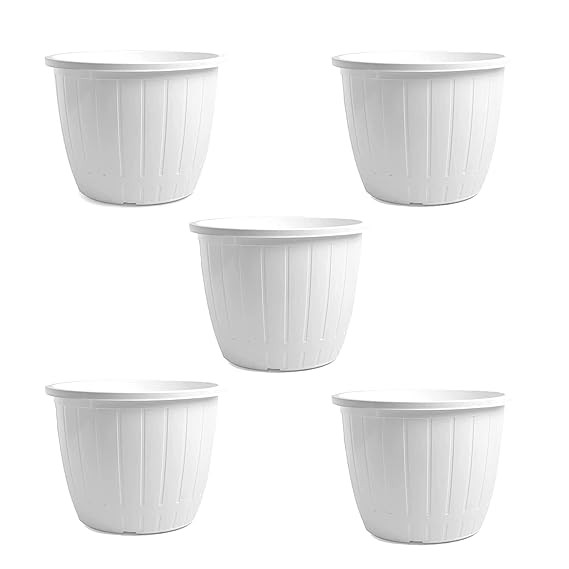 PLASTIC HANGING POTS 10 INCH WHITE (PACK OF 5 PCS )