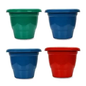 PLASTIC POTS -12 INCH MULTICOLOR (PACK OF 4 PCS)