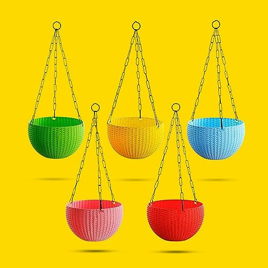 EURO HANGING POTS 7 INCH MULTICOLOR (PACK OF 5 PCS)