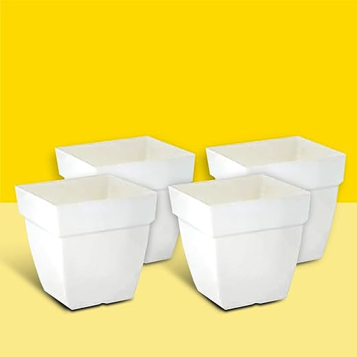 PLASTIC POTS WHITE -10 INCH (PACK OF 4 PCS)