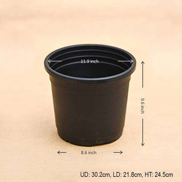 PLASTIC POT BLACK 12 INCH (PACK OF 3 PC)
