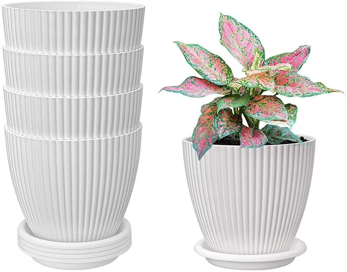 PLASITC POT WITH PLATE ROUND (PACK OF 5 PC)