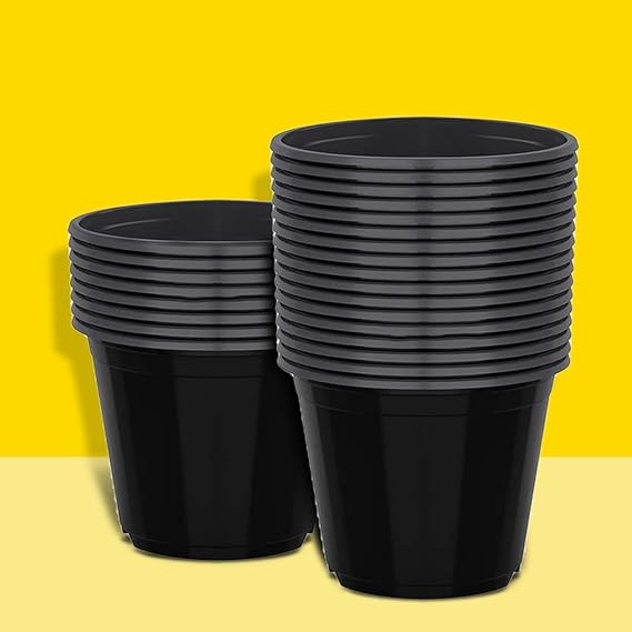 PLASTIC POTS -6INCH BLACK (PACK OF 25 PCS)