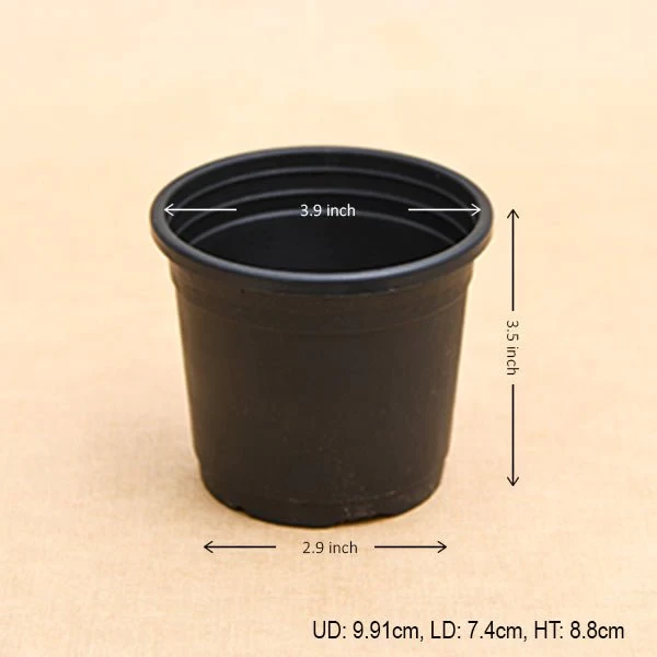 PLASTIC POT BLACK 4 INCH (PACK OF 6 PC