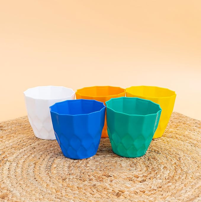 PLASTIC POT MULTICOLOR 6CM (PACK OF 5 PC)