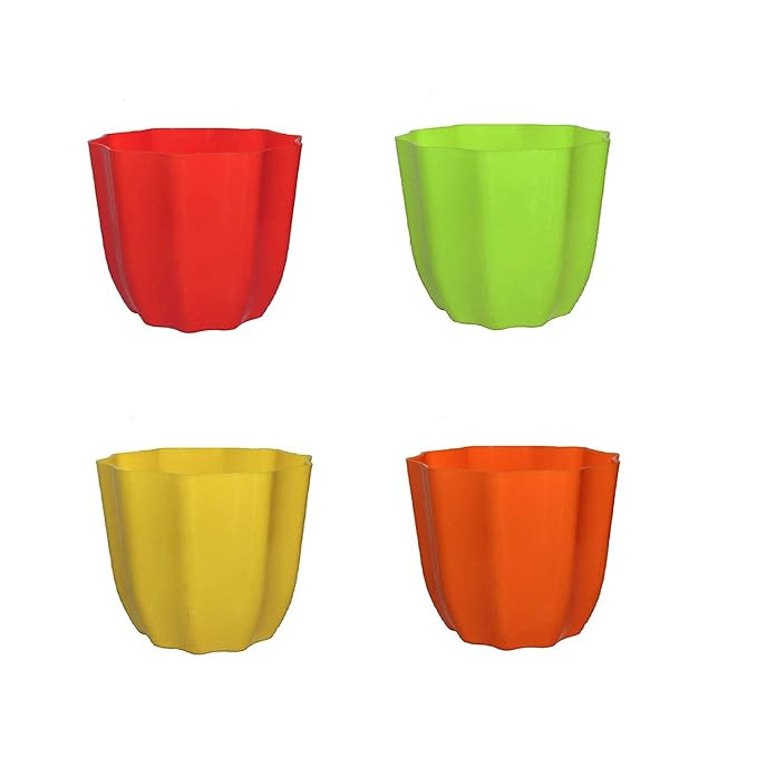 PLASTIC POT MULTICOLOR 4 INCH (PACK OF 4 PC)