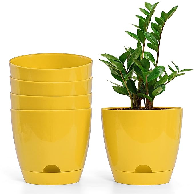 PLASTIC POT YELLOW (PACK OF 5 PC)